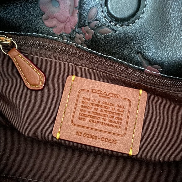 LKNW Coach Faye Shoulder Bag & Wallet Set Leather Floral Print Black/Wine - Picture 11 of 16